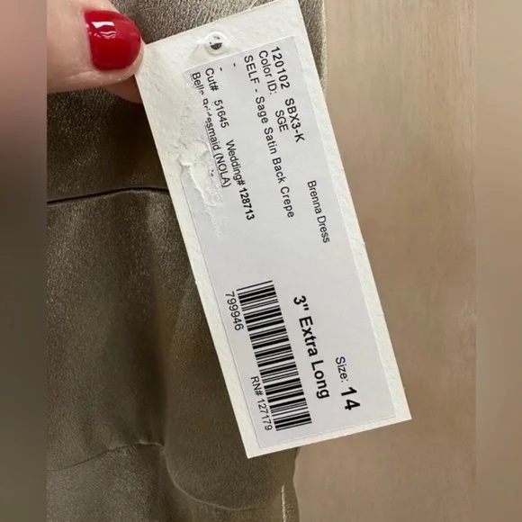 Jenny Yoo Brenna style Sage long cocktail gown/bridesmaid dress NWT sz 14 - Picture 8 of 16